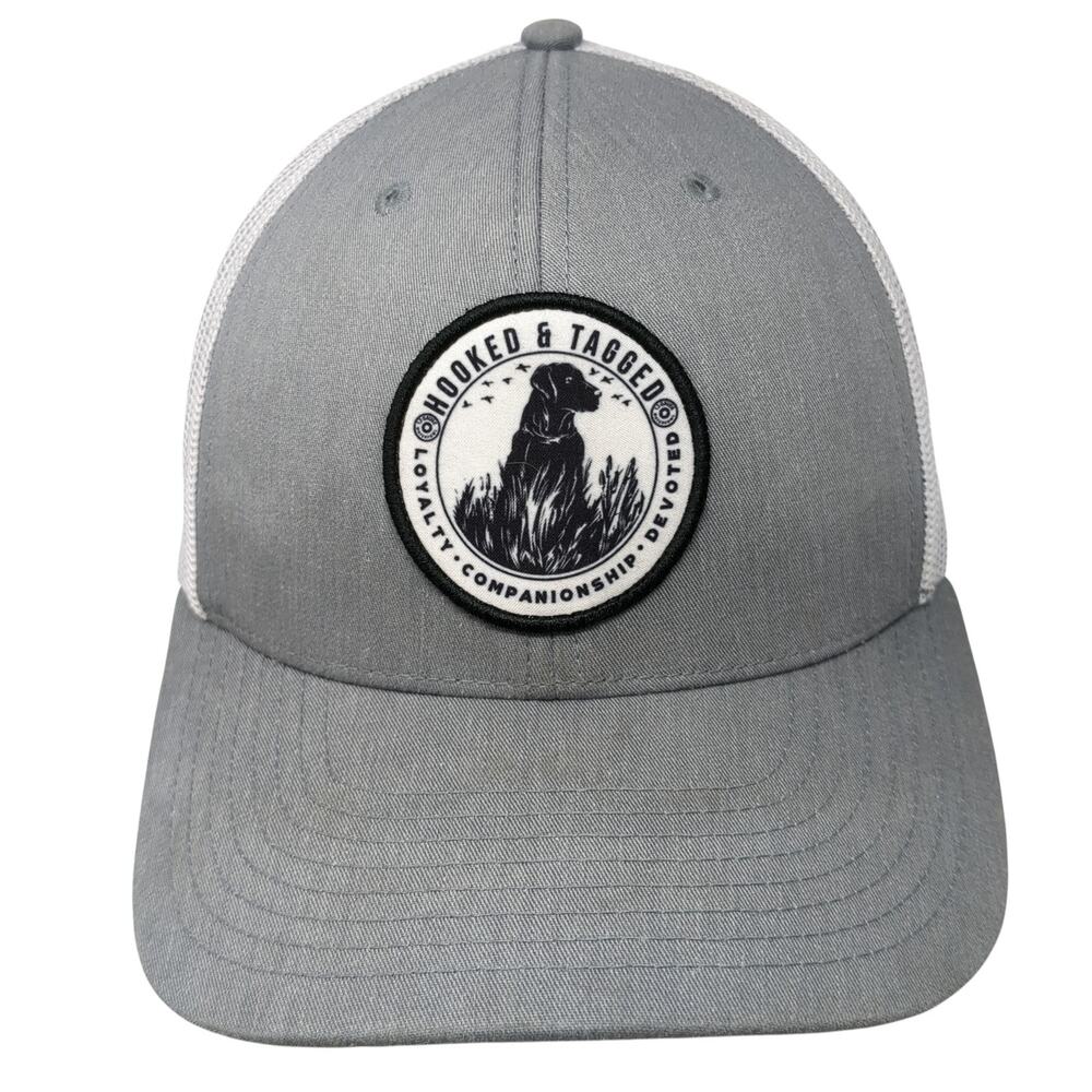 Hooked & Tagged Snapback Trucker Hat Gray One Size Adjustable Mesh Back